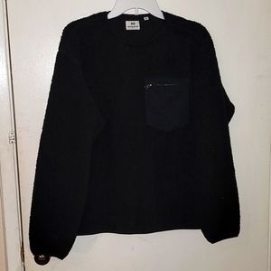Uniqlo engineered garmets sweater sherpa black boxy fit pullover B24